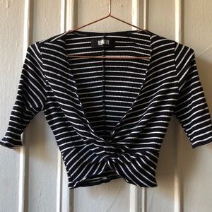 Reformation knit Stripe Twist Front Crop Top
